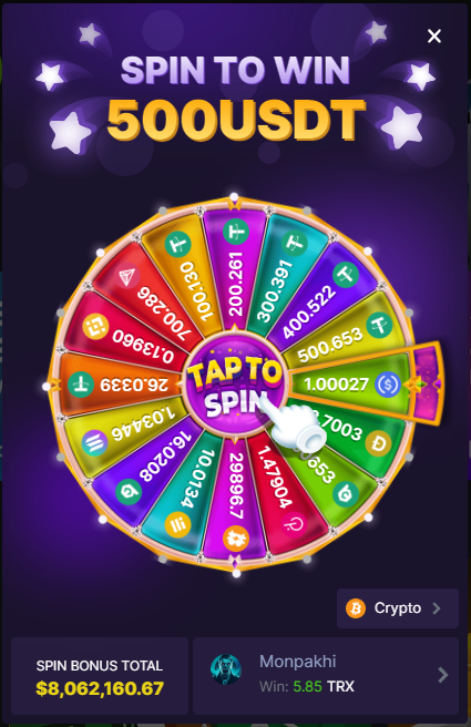 BC.Game No Deposit Bonus Wheel Spin Screenshot