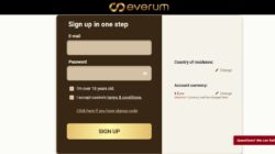 Everum Casino Signup Screenshot