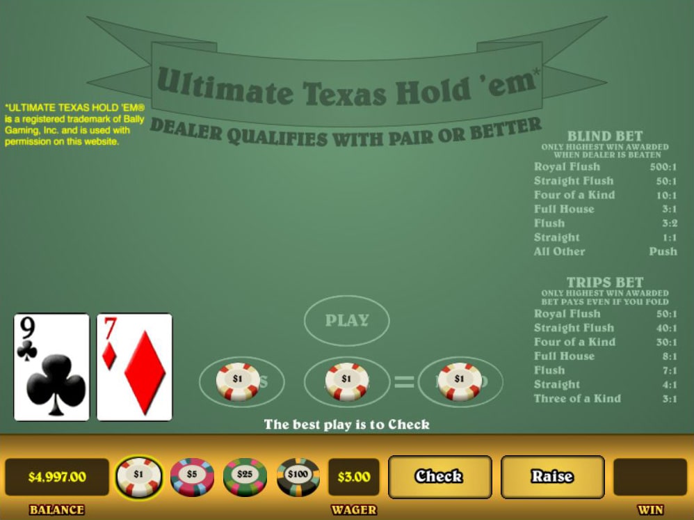 Ultimate Texas Hold'em simulator