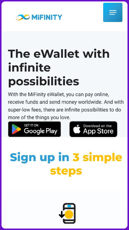 Mifinity Home Page Screenshot