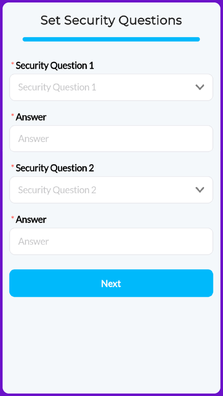 Mifinity Security Questions Screenshot