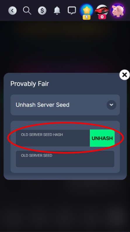 Unhasing server seed