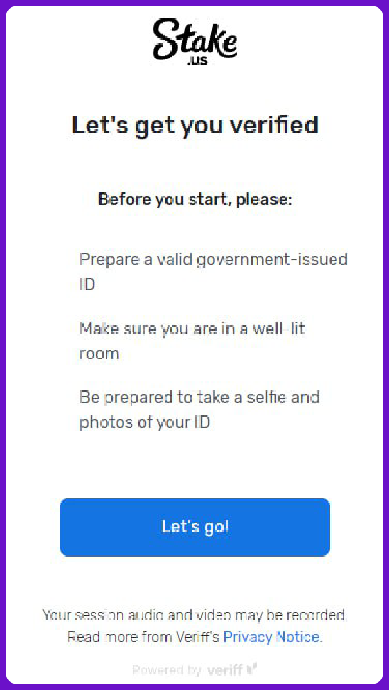 stake.us sign up verification - kyc