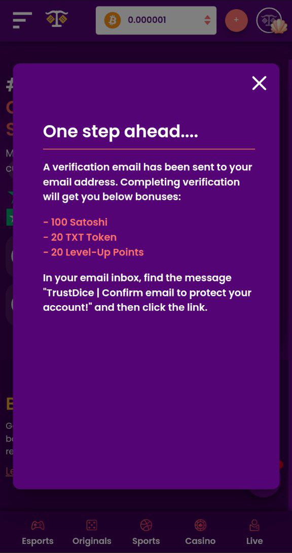 trustdice email verification