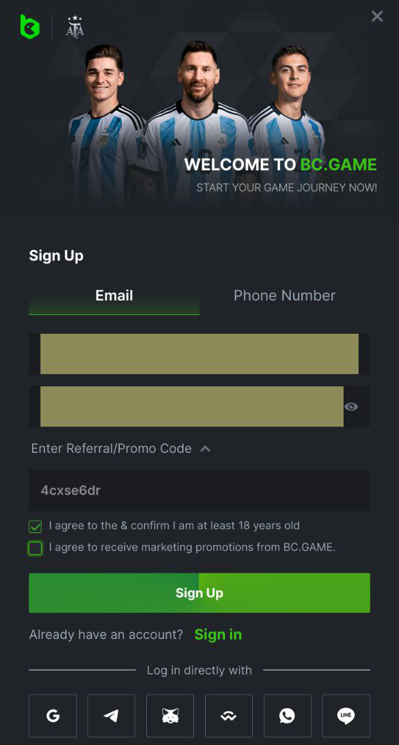 bc game sign up