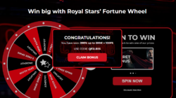Royal Stars Casino Welcome Wheel Spin Jackpot Screenshot