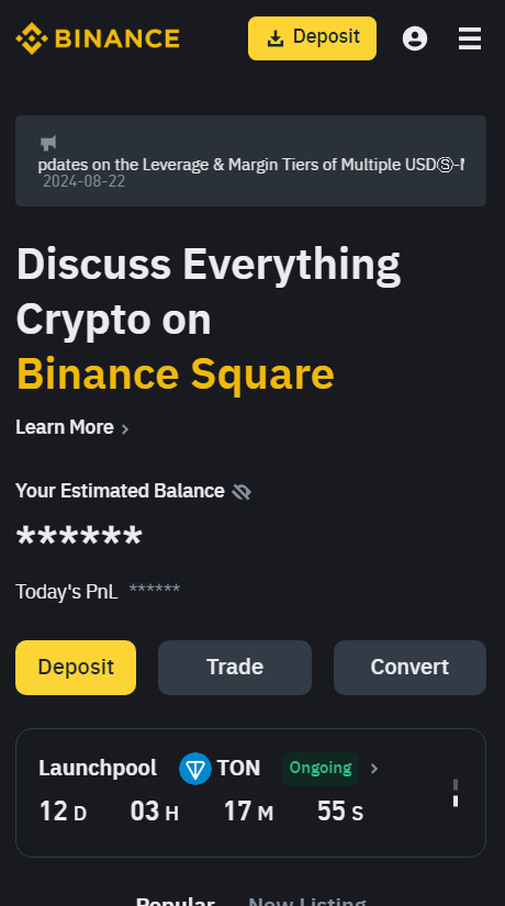picture displaying Binance's homepage