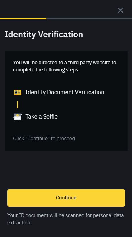 picture displaying Binance's registration process