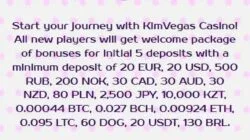 KimVegas bonuses